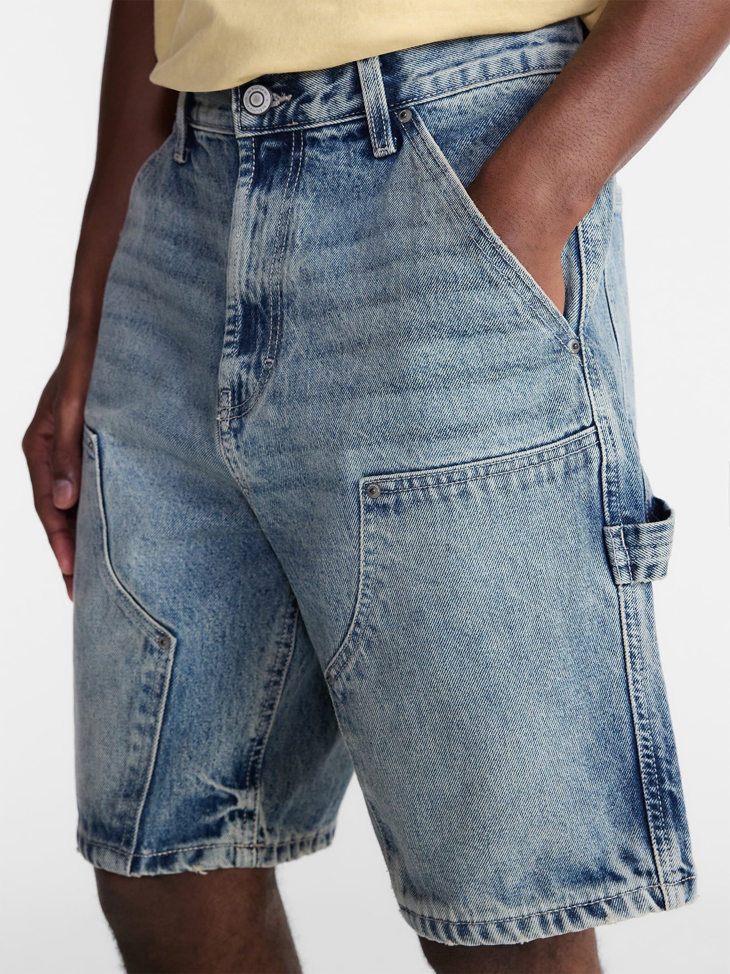 No Boundaries Men's & Big Men's 100% Cotton Denim Carpenter Shorts, 9" Inseam, Size 28-44