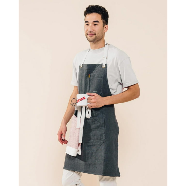 Caldo Daily Cotton Kitchen Apron for Cooking- Mens and Womens Professional  Chef or Server Bib Apron - Adjustable Straps with Pockets and Towel Loop