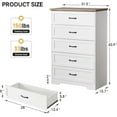 thumbnail image 3 of GAOMON 5 Drawer Dresser with Wide Metal Handles, Modern Chest of Drawers for Closet Organizers and Bedroom Storage, Rustic White and Plank Oak Finish, White+Brown, 3 of 8