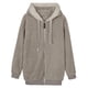 thumbnail image 3 of Chaqueta informal para mujer, abrigo con capucha, chaqueta cálida de gran tamaño, chaqueta suave con cremallera. Gris, 3 of 7