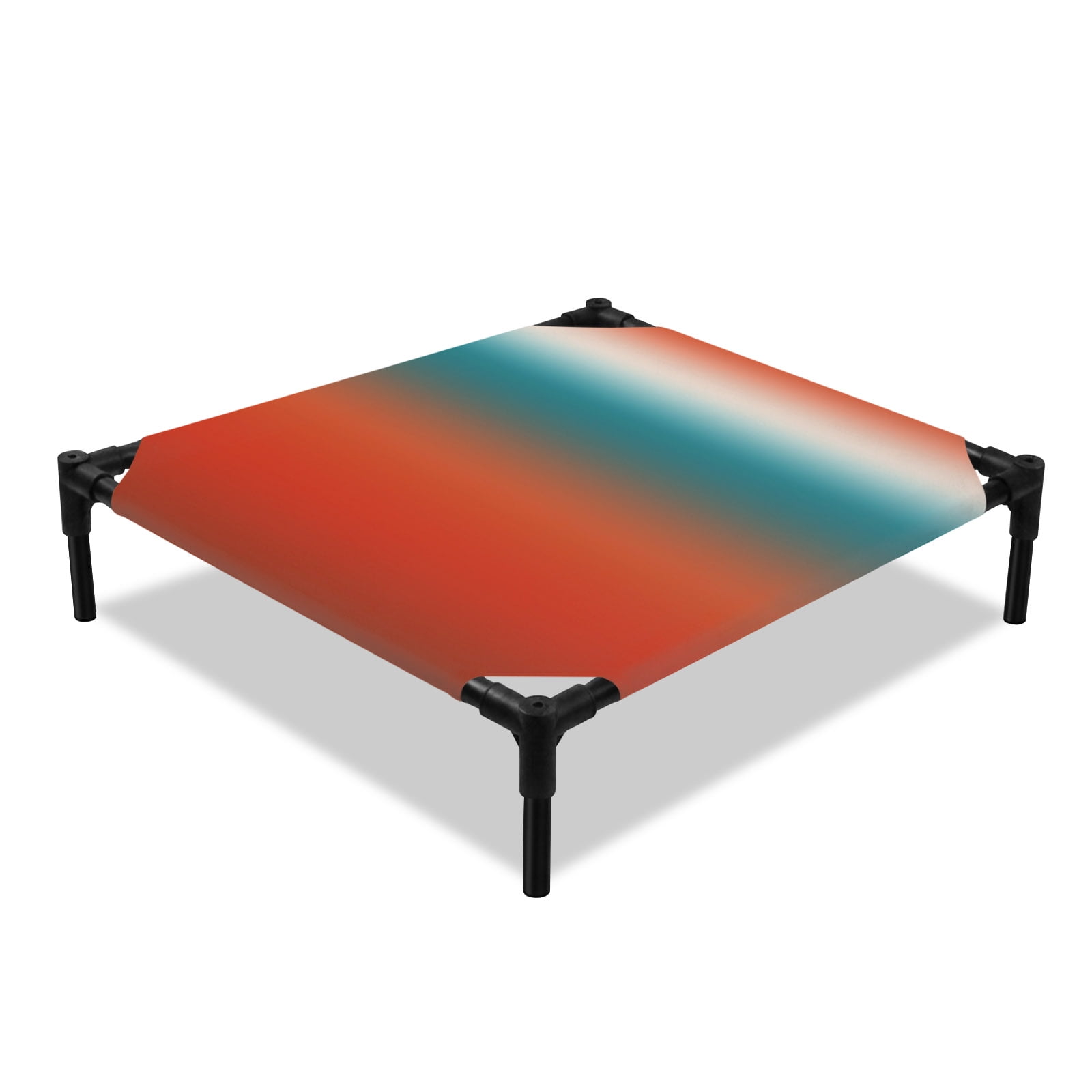Gradient Orange Red Elevated Dog Bed Modern Abstract Minimalist Blue Ocean Beach Cooling Breathable Outdoor Raised Dog Cot Bed with Metal Frame Non-Slip Feet for Small Dog 20x20in