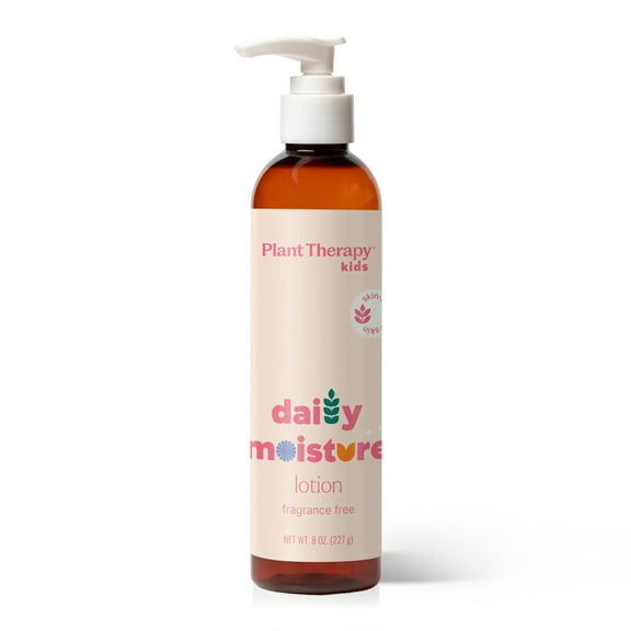 Plant Therapy Kids Daily Moisture Lotion 8 oz Fragrance-Free & Gentle for Kids, Soothes & Softens from Head to Toe, Lightweight, Fast-Absorbing Daily Hydration