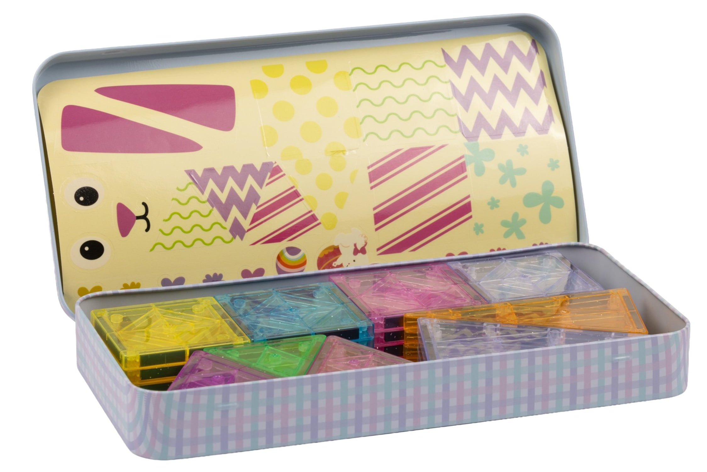 RMS Easter Bunny Magnetic Tile Tins, Stem Toy for Kids with Reusable Storage Tin, Magnetic Building Tiles Easter Gift, Ages 3+