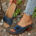 thumbnail image 6 of Wowcloth Chunky Heel Sandals for Women - Comfortable Hollow-Out Open-Toe Design with Floral Decors for Summer Casual Fashion Footwear, 6 of 9