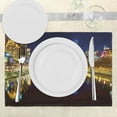 thumbnail image 3 of Ambesonne City Place Mats Set of 4, Night in Melbourne River, Standard Size, Indigo Yellow, 3 of 6