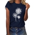 thumbnail image 2 of Womens T Shirts Women's Dandelion Printed Shirt Short Sleeve Round Neck T Shirt Fashion Top Lightweight Soft Casual Summer Outfit Clothes Tops for Women, 2 of 4