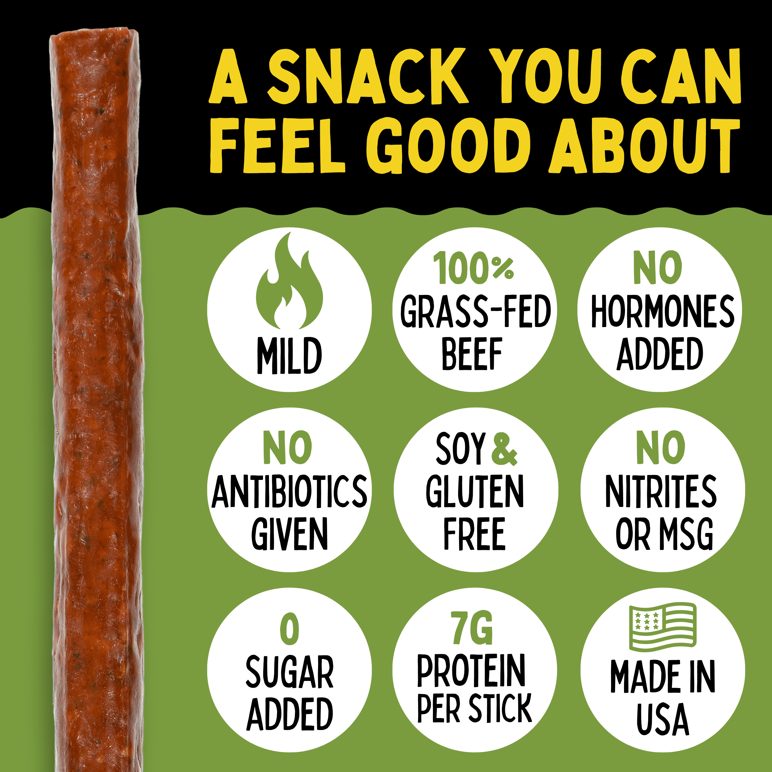 Original - Iowa Smoked Recipe, Sugar Free Beef Jerky, Grass Fed Beef Sticks. No Artificial Nitrates, Gluten, Soy, MSG, Dairy, or Nuts. Paleo, Whole30, & Keto Snack (24 Cnt)