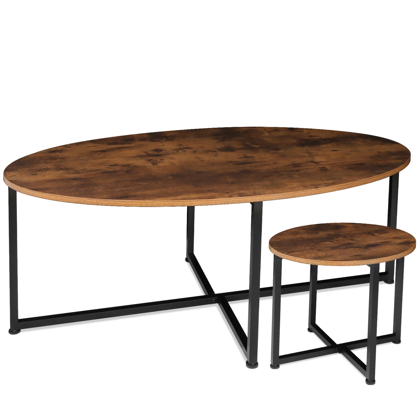 FRAPOW Nesting Coffee Tables Sets for Living Room, Oval Coffee Table