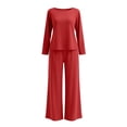 thumbnail image 6 of Byworldtasic Womens Plus Size Lounge Set 2 Piece Outfits Sweatsuits Tracksuit Long Sleeve Baggy Wide Leg Pant Sets, 6 of 7