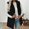 thumbnail image 4 of jtjvou Long Puffer Vest Women Sleeveless Hooded Puffer Jacket Lightweight Quilted Jackets Winter Warm Zip Up Coat Outerwear Black L, 4 of 8