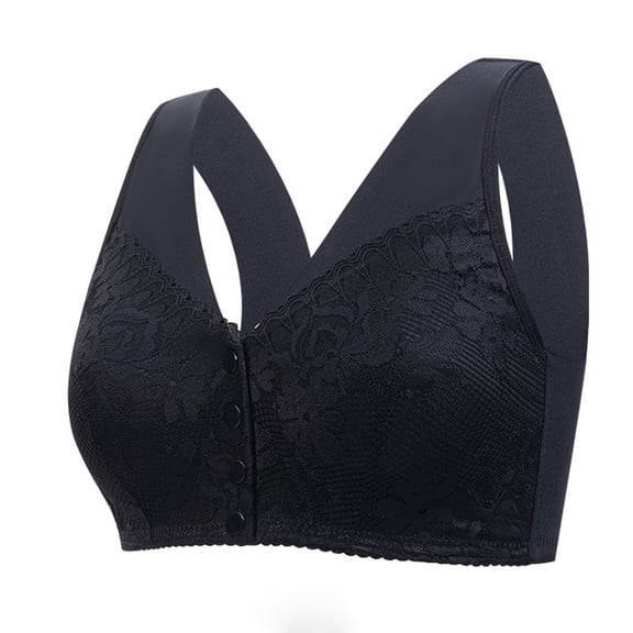 Amidoa Lace Bras for Women Front Closure Black Large Bust No Wire Bra Women Lingerie 36