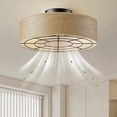 thumbnail image 2 of 19.9" Ceiling Fans with 4 LED bulbs Remote Control, Beige Farmhouse Rustic Style Indoor Ceiling Fan for Home & Kitchen, 2 of 8