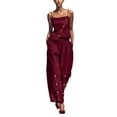 thumbnail image 2 of Sheghy Matching Sets Women Clothing Plus Size Women Solid Linen Set Sleeveless Button Cami Top & Side Detail Wide Leg Pants 2 Piece Vacation Outfit, 2 of 6