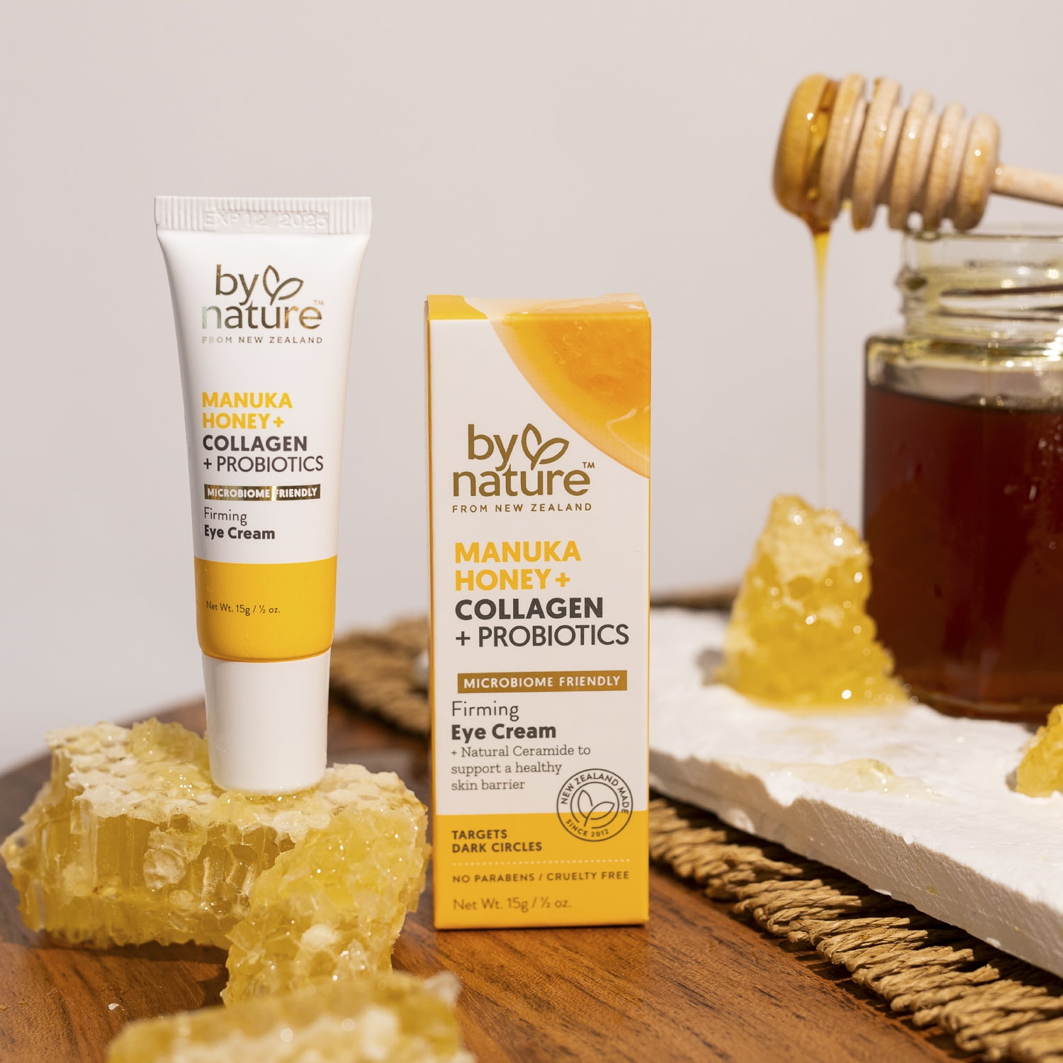 By Nature from New Zealand Manuka Honey & Collagen & Probiotics Eye Cream to Firm & Soothe Under-Eye Skin