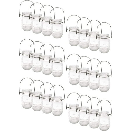 Pint Sized Glass Mason Jars with Hanger Handles (24)