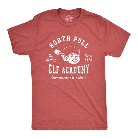 Mens North Pole Elf Academy T Shirt Funny Christmas Party Santas Helpers Tee for Guys Graphic Tees