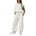 thumbnail image 2 of Baberdicy Pants Pants Throw and Go Onesie Jumpsuits for Women Casual Summer 2023 Cutout Sleeveless Crewneck Drawstring Waist Long Pants Romper with Pockets Bodysuits for Women White S-3Xl, 2 of 9