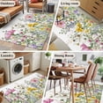 thumbnail image 5 of 3'x5' Area Rugs, Spring Floral Indoor Outdoor Area Rug for Living Room Bedroom, Watercolor Flower Eucalyptus Leaves Botanical Washable Bathroom Rugs Kitchen Floor Carpet Mats Home Decor Aesthetic, 5 of 8