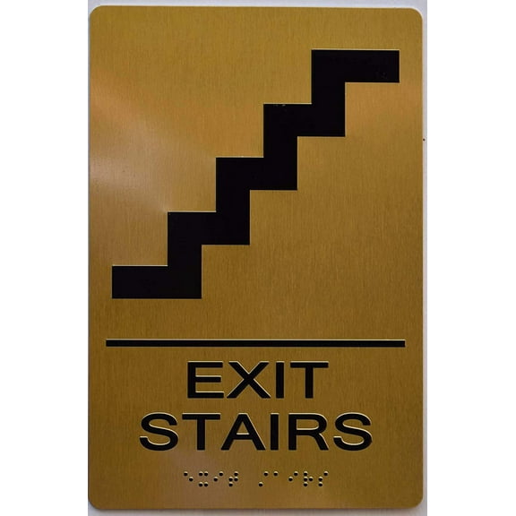 EXIT Stairs Sign - Gold(Aluminium, Gold/Black,Size 6X9) The Sensation line