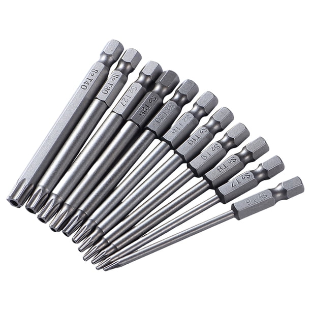 11 PCS Torx Security Bit Destornillador Magnético Juego 1/4 Pulgada Hex Shank (100 Mm)