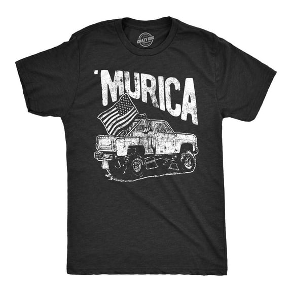 Mens Murica Truck T Shirt Funny Fourth Of July USA Pride Tee for Guys Graphic Tees