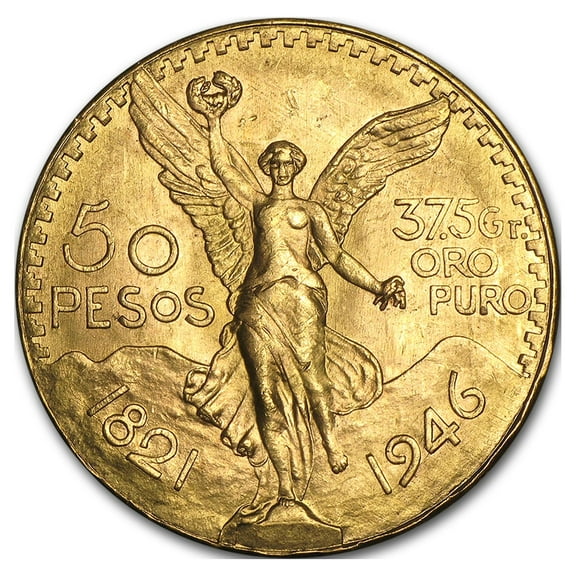 1946 Mexico Gold 50 Pesos Brilliant Uncirculated Coin, 1.2057 oz Gold