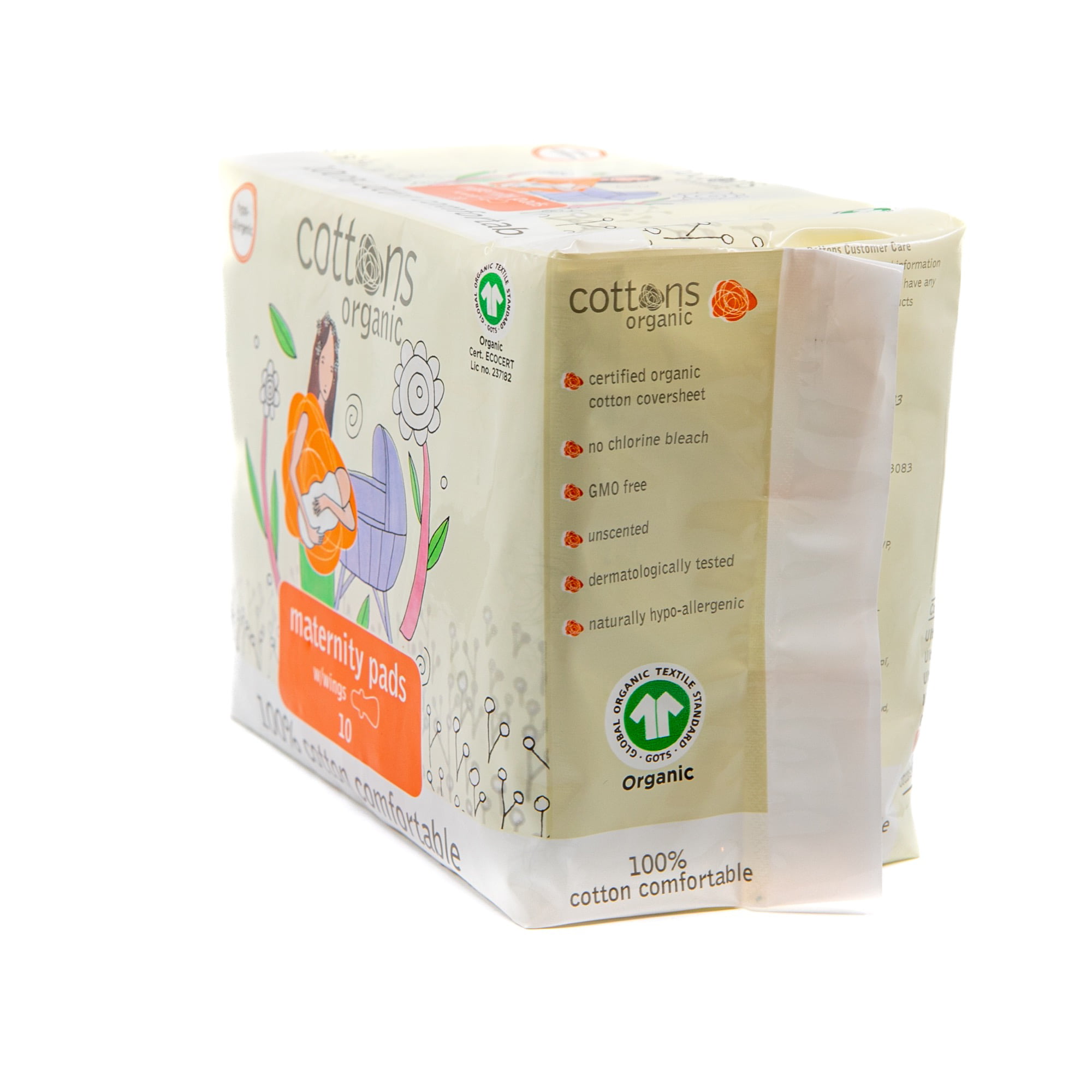Maternity Pads with Wings, 10-Individually Wrapped, Unscented, Certified  Organic Cotton Coversheet - Heavy Absorbency
