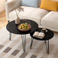 thumbnail image 5 of Round Nesting Coffee Table Set of 2 with Marble Look Top - Black, 5 of 10
