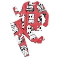thumbnail image 3 of CONZONE Halloween Little Girls Pajamas Ghost Pjs Set Hallowmas Jammies Long Sleeve Button Down Shirts Pants 2 Piece Sleepwear Loungewear for Kids, 3 of 3