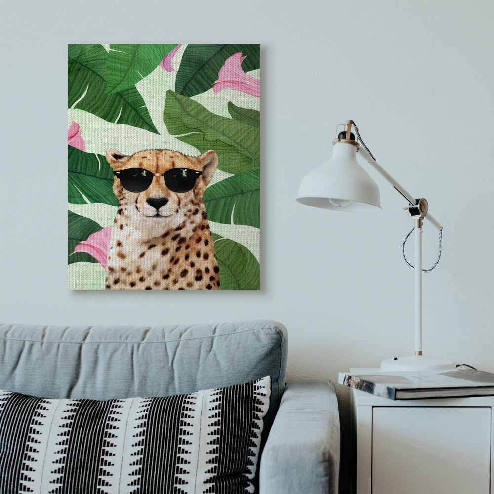 Stupell Industries Fashion Cheetah Funny Flower Tropical Painting Canvas Wall Art by Ziwei Li