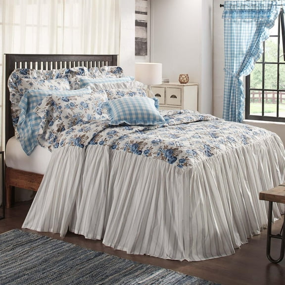 Farmhouse Ruffled Quilted Coverlet Annie Floral Bedroom Decor TCC Brands