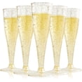 thumbnail image 1 of 24 copas de champán de plástico desechables | Copas de champán de plástico con purpurina dorada para fiestas | Vasos de plástico transparente con purpurina | Vasos para tostar de plástico | Gafas, 1 of 6