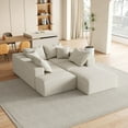 thumbnail image 3 of Modern Upholstered Sectional Boneless Couch Set,Modular 132" L Shaped Sectional Living Room Sofa Set with 6 Pillows,Free Combination Sofa Couch for Living Room,Bedroom (Beige), 3 of 11