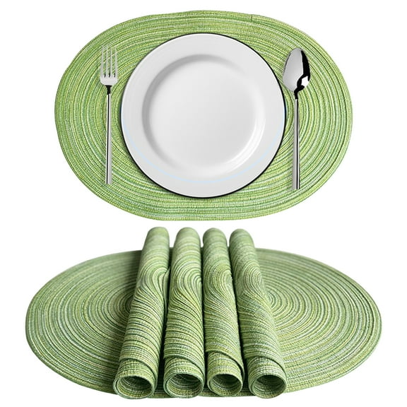 Insulation Pads Table Mats Decoration Oval 1pc Portable Heat Resistance Washable Fruit Green Polyester Cotton Placemats