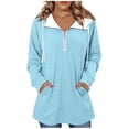 thumbnail image 3 of Jsaierl Long Hoodies for Women Half Zip Solid Color Hooded Sweatshirt Trendy Sweater Soft Long Sleeve Tunic Tops Fall Clothes S-2XL, 3 of 7