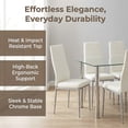 thumbnail image 3 of Ktaxon Modern Dining Table Set for 4, Glass Kitchen Table Set & 4 PU Padded Upholstered Highback Chairs, Dining Room Set for Family Dinners, Breakfast, White, 3 of 9