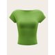 thumbnail image 2 of playera corta de manga casquillo sin espalda para mujer, cuello barco, corte ajustado Verde XL Verde XL Xishao ropa, 2 of 2