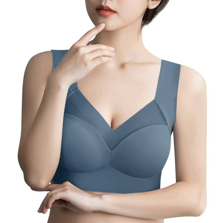 TTUHYWXI Women s Minimizer Bra  Smoothing Wireless Bra  Full Coverage T-Shirt Bra Navy XXL