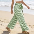 thumbnail image 6 of Dwellite Womens Striped Wide Leg Palazzo Pants High Waisted Elastic Drawstring Casual Lounge Trousers with Pockets Green 2XL, 6 of 6