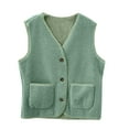 thumbnail image 5 of Lovskoo Women's Fuzzy Sherpa Fleece Crop Vest Casual Solid Color Sleeveless Warm Jacket Button Up Fall Winter Outerwear Green, 5 of 7