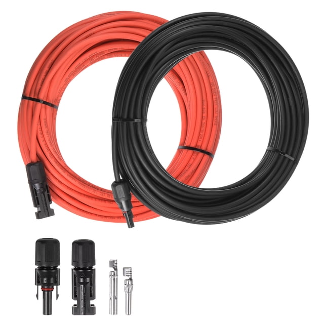 Cable solar Unique Bargains de 59 pies 10 AWG 6mm2 estañado cobre con Conector Hembra y Macho Negro Rojo