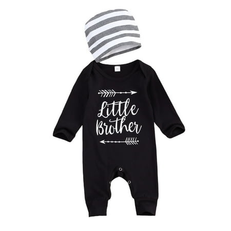 

Newborn Baby Boy Romper Clothe Little Brother Long Sleeve Jumpsuits One Piece Outfit