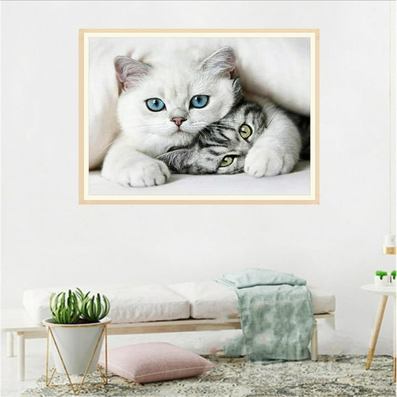 Graflsoa "DIY Cat Diamond Painting Kit - 40x30cm Canvas Art with Rhinestones & Tools Included"