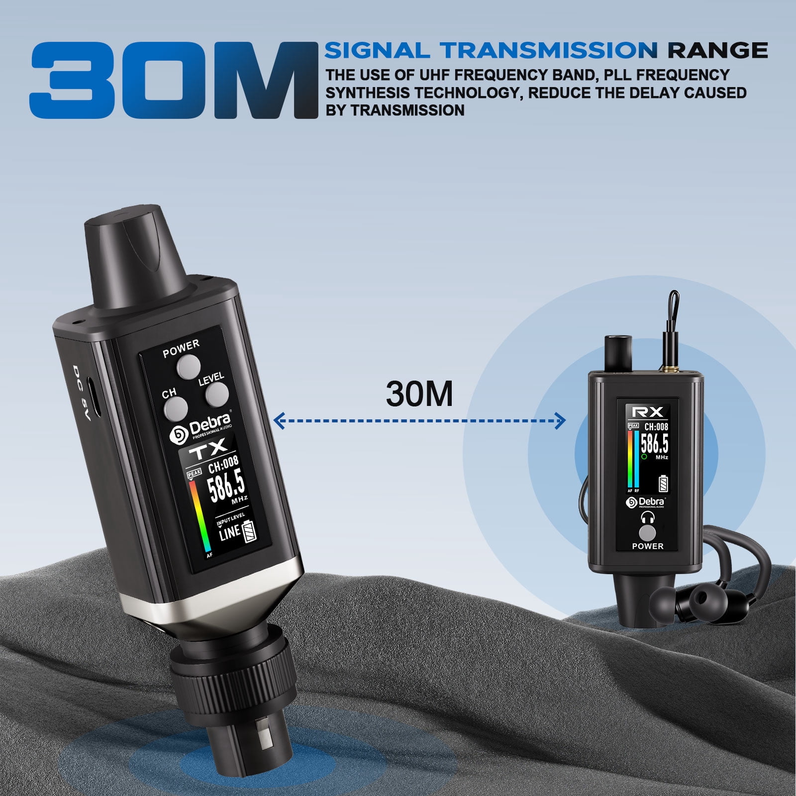 D Debra Audio PRO EMX-1 UHF Mini Wireless In-Ear Monitor System, Rechargeable with Monitor Type for Stage, Band, Studio, Musician, Monitor (1 Transmitter & 1 Receiver)