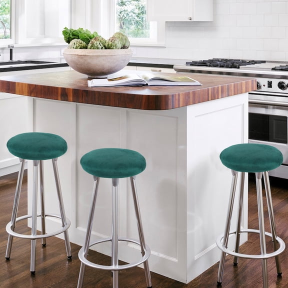 BESTYASH Dark Green Round Stool Seat Cushion Easy Replacement for Home