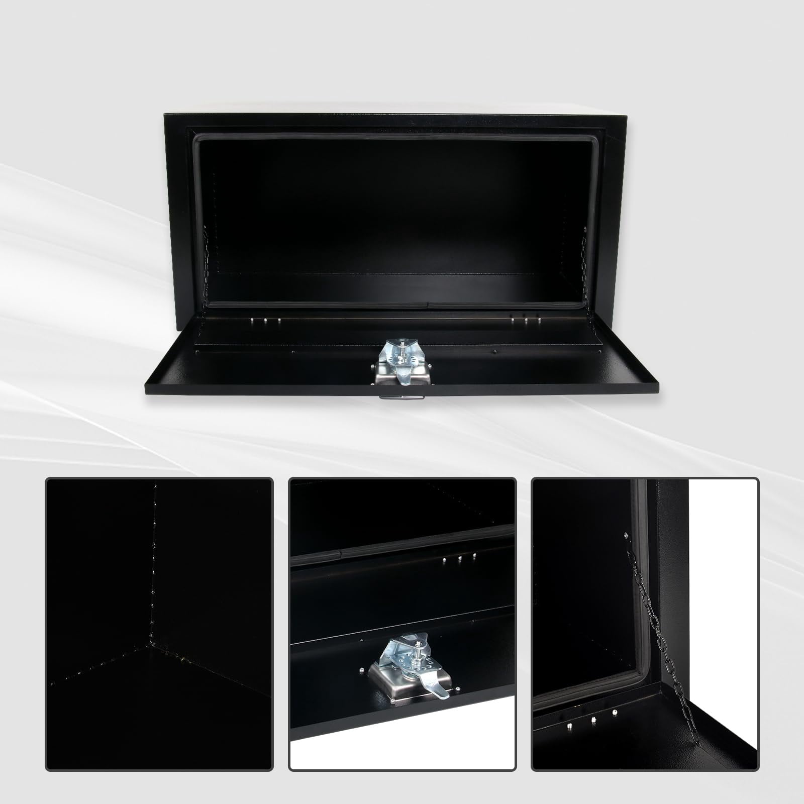 FGJQEFG 36 Inch Steel Trailer Box Truck Tool Box for Trucks Beds RV ATV Pickup Black 36x18x18 Inch