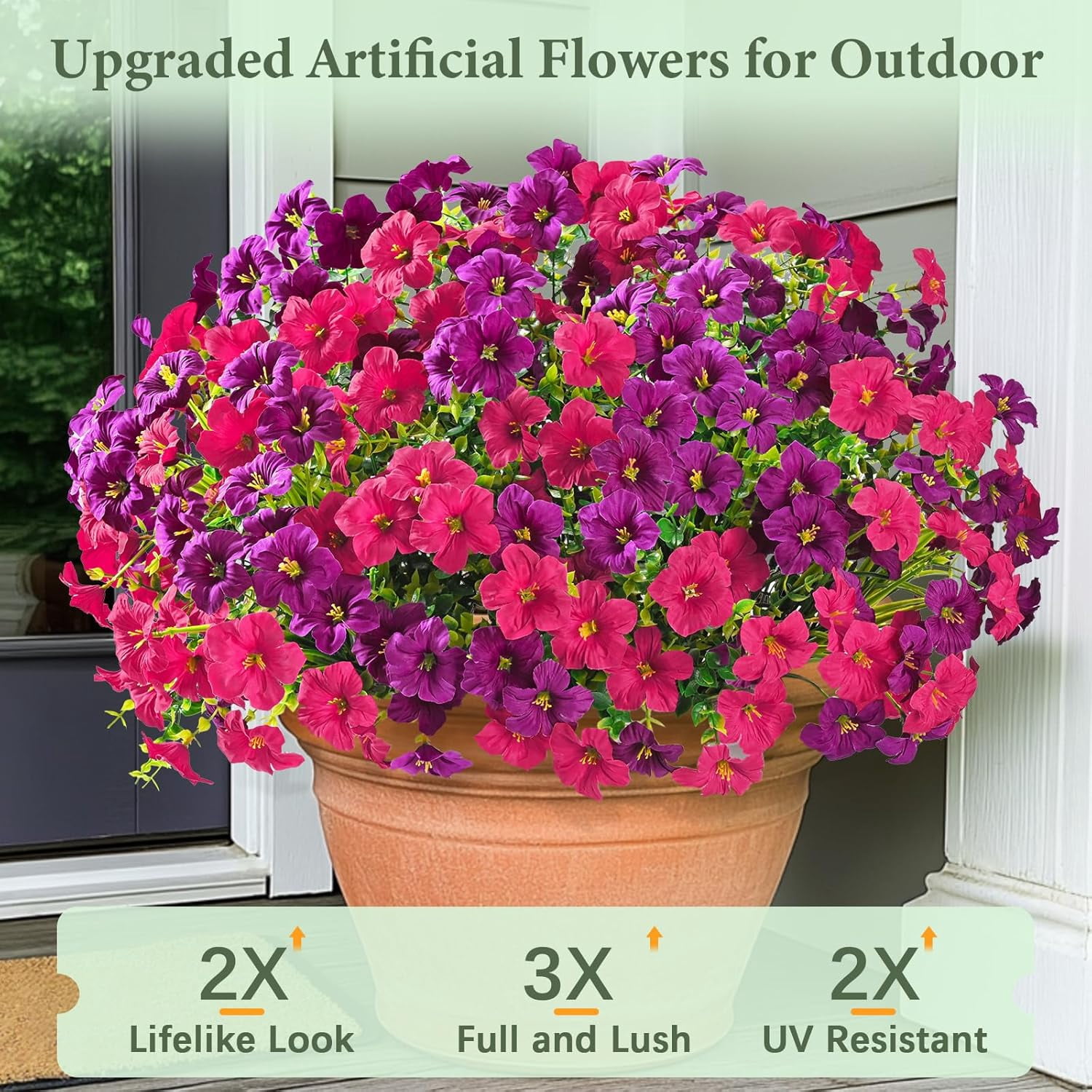 Waipfaru Artificial Flowers for Outdoors Fake Plants Outside Decoration, 24 Bundles UV Resistant Silk Morning Glory,Realistic Faux Flowers for Planter Porch Patio Yard Decor