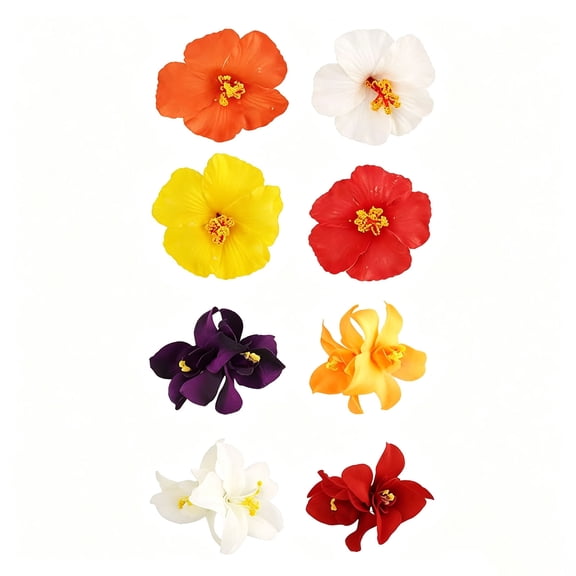 Tropical Hibiscus Flower Hair Clips, Beach Jaw Clips for Thick Hair, Colorful Floral Non-Slip Claw Hairpins for Summer Party Use