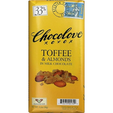 Milk Toffee - Chocolove Toffee & Almonds in Milk Chocolate, 3.2 Oz