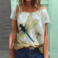 thumbnail image 4 of Camiseta informal Vintage con temática de animales para mujer, Tops básicos de manga corta con cuello redondo, Camiseta holgada con estampado de libélula 3D para mujer 2022, 4 of 5